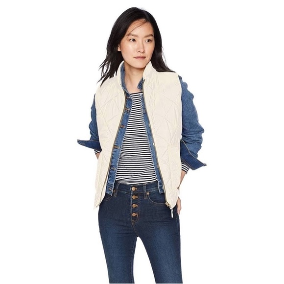 J. Crew Mercantile White/Cream Puffer Vest Size X-Small - Picture 3 of 12